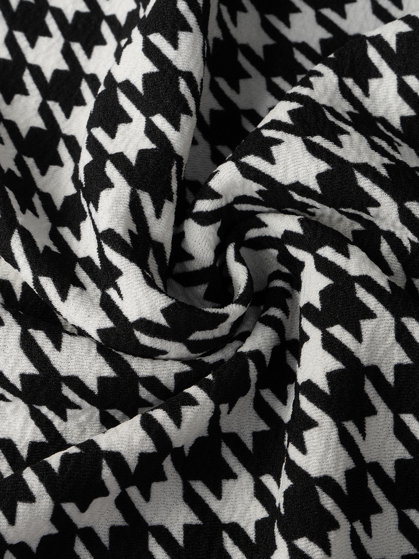 Woman's Black & White Houndstooth Two-In-One Dress | White Shirt Collar Puff Sleeve Fitted Maxi Office Dress-Aegean-sea