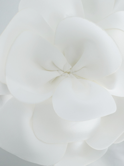 Women's White Off-The-Shoulder Long Sleeve Maxi Dress with Floral Applique-Aegean-sea