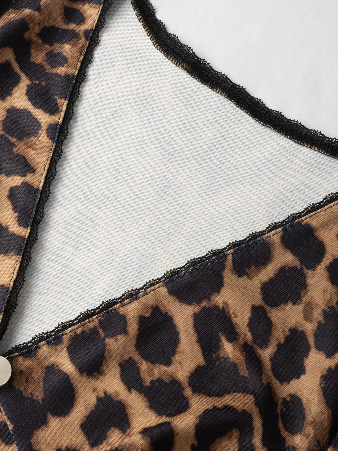 Woman's Lace V-Neck Button-Front Fitted Hot Girl Top-Aegean-sea