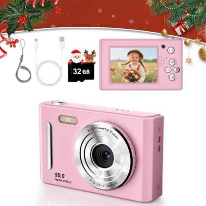 2.4 Inch Screen Digital Camera, Digital Video Camera with 32GB SD Card, Anti-shake Camera with Music Player for Birthday Gift