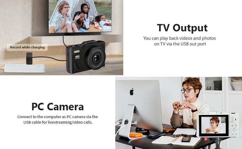 64MP 18X Digital Zoom 4K Camera for Photography Video Vlogging Camcorder for YouTube Blog 3'' Flip Screen Selfie Webcam Cameras portable camcorder digital camera photography