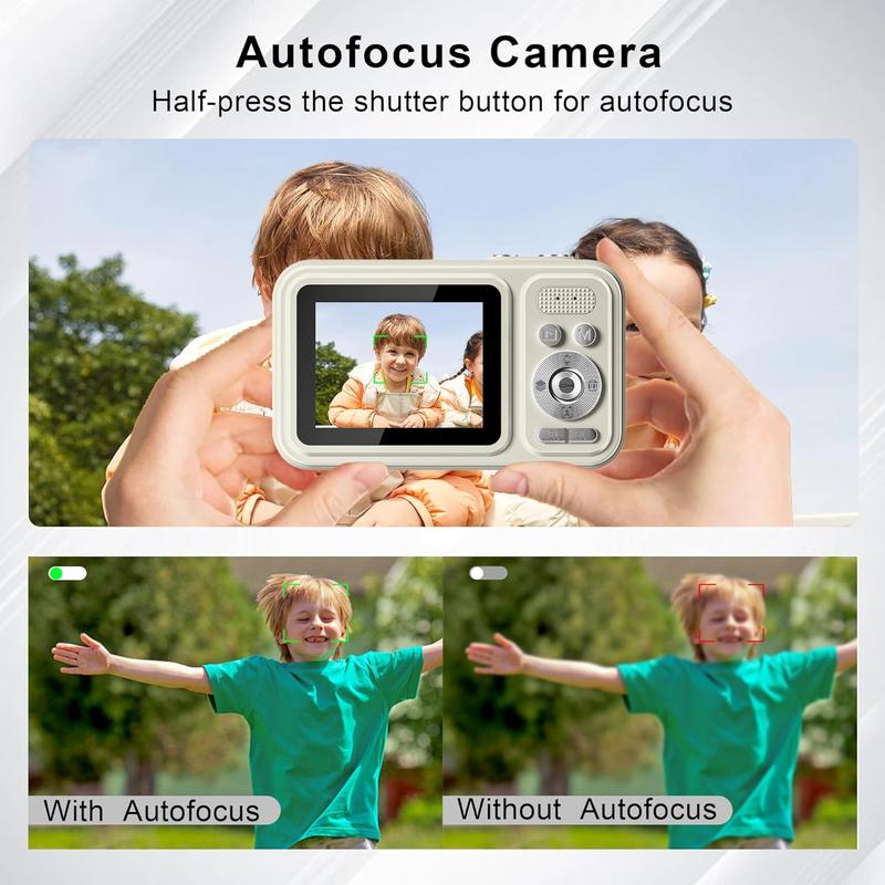 FHD 1080P 48MP  Camera, Autofocus Point and Shoot Digital Camera with 32GB Card, 16X Zoom Anti-Shake, Compact Small Camera with 1500mAH Built-in  for Boys and Girls