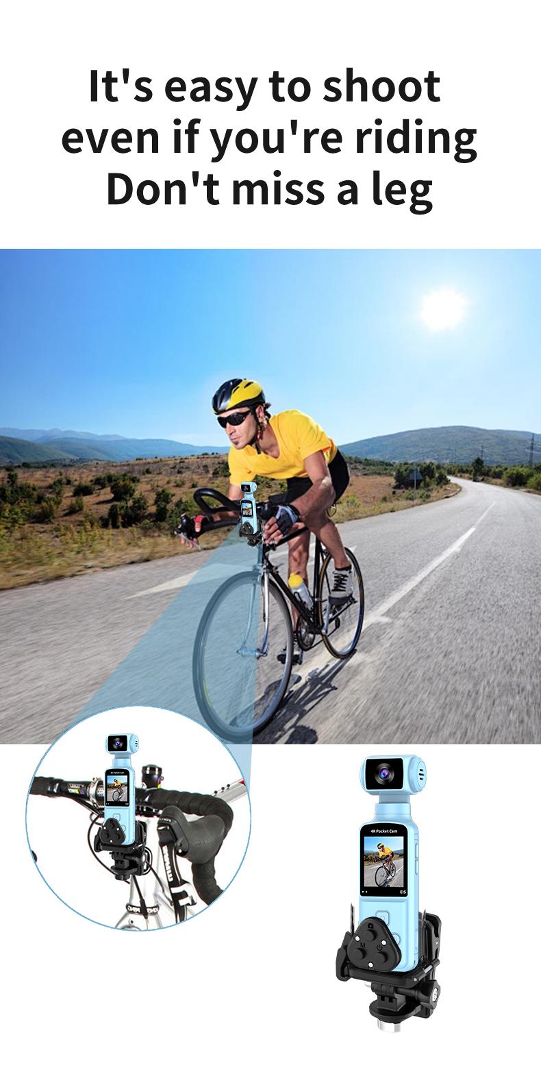 DarlingCase 4K Ultra HD Pocket Action Camera 8in1 with 270° Rotatable Lens 1.33" Display EIS Stabilization TF Card Slot 32GB Memory Card Included Black Audio Charging Wireless Video Transfer Compact Design