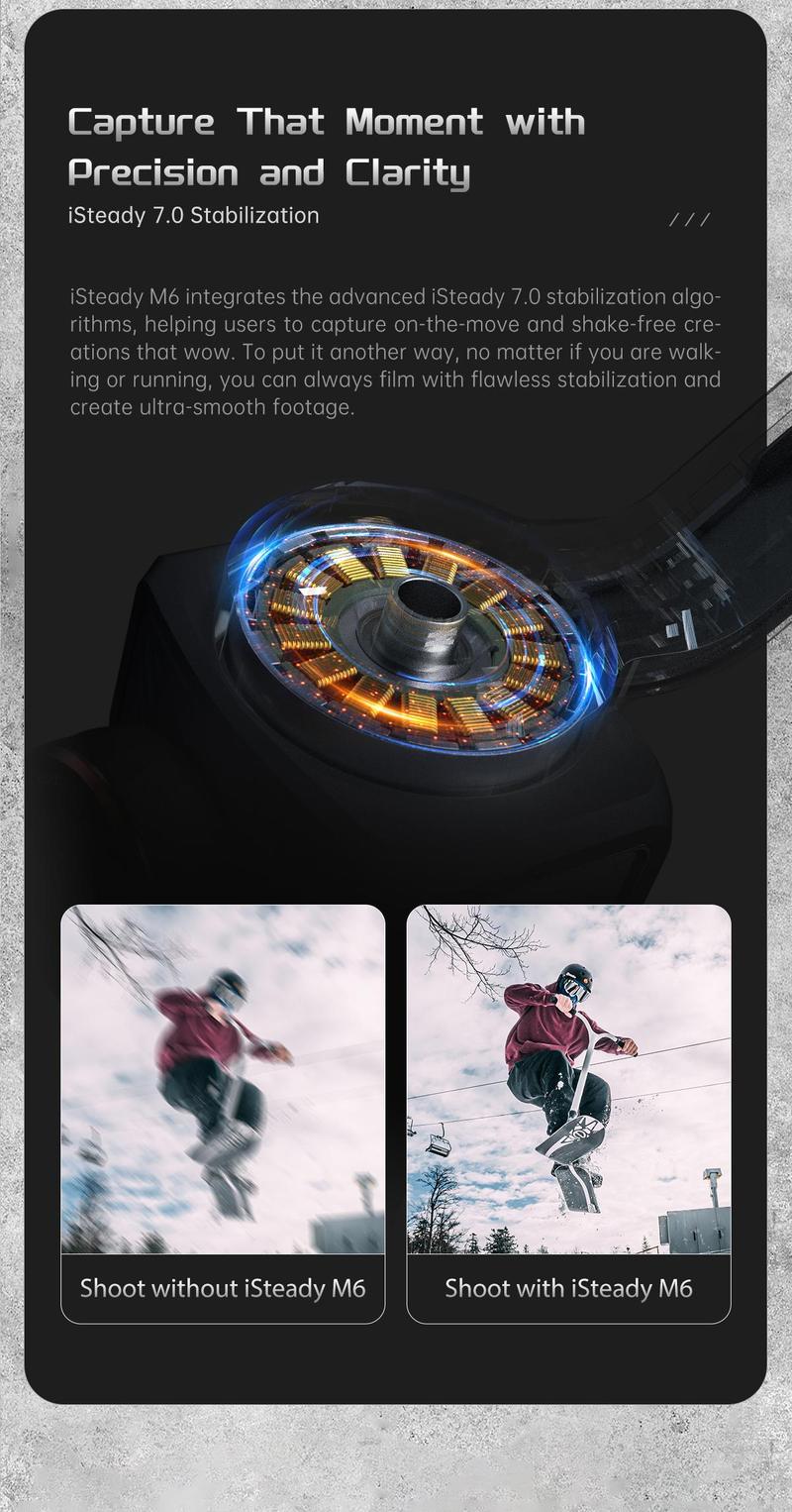 Hohem iSteady M6 Kit Gimbal Stabilizer for Smartphone, 3-Axis Phone Gimbal, AI Tracker w/CCT/RGB Fill Light, Phone Stabilizer for Video Recording,Suitable for Android & iPhone 17 series