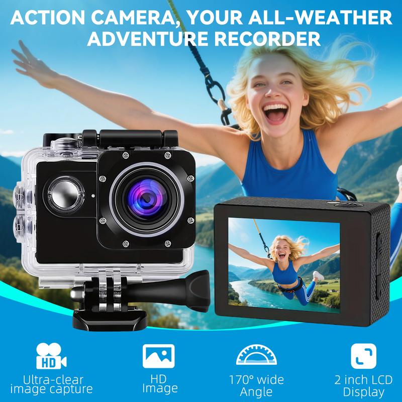 Wireless Action Camera with Ultra HD Video,12MP Photos, HDR, Daily Streaming,Stabilization,Vlogging Camera,Good Choice for Outdoorfun and Gift-giving