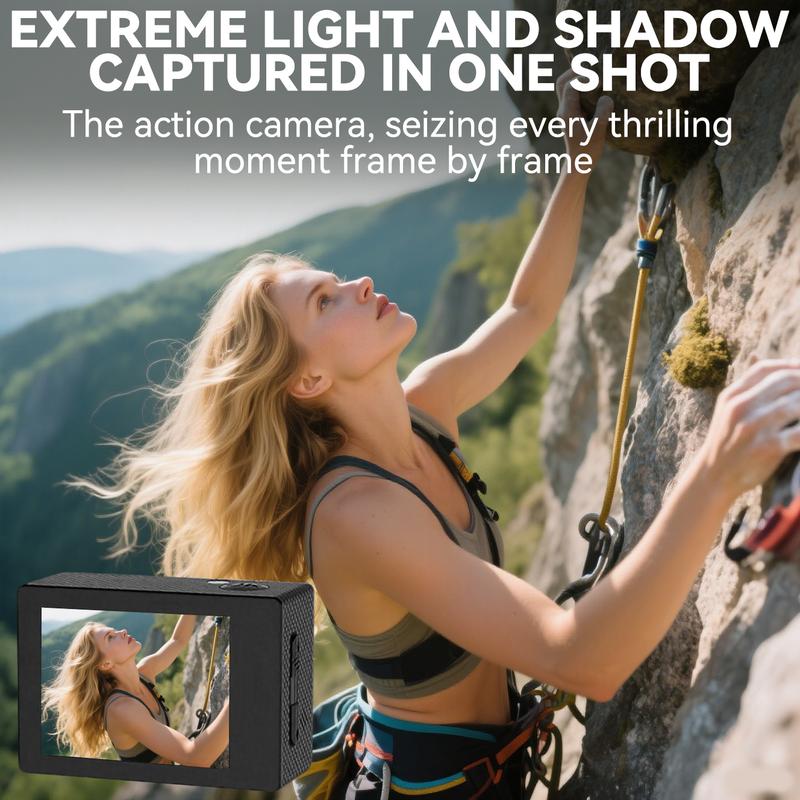 Wireless Action Camera with Ultra HD Video,12MP Photos, HDR, Daily Streaming,Stabilization,Vlogging Camera,Good Choice for Outdoorfun and Gift-giving
