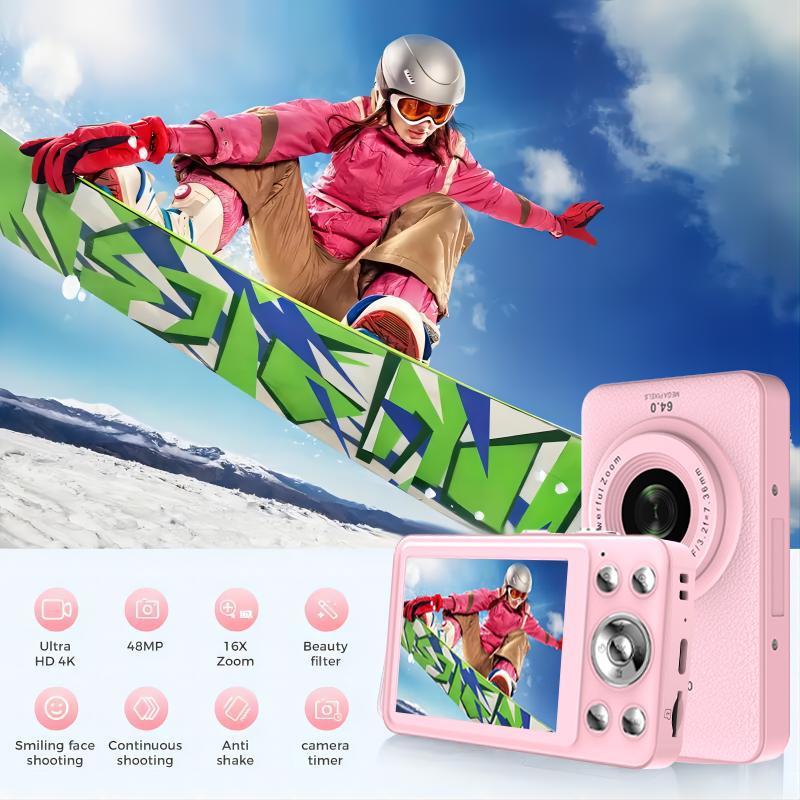 SDX Digital Camera, 1080P Camera for Kids, Portable CCD Camera Gift, Children's High-Definition Digital Video Camera for Cheap, Portable Toy for Boys and Girls Aged 3 to 10, 32GB TF Card, Rechargeable & Wireless, portable mini camera