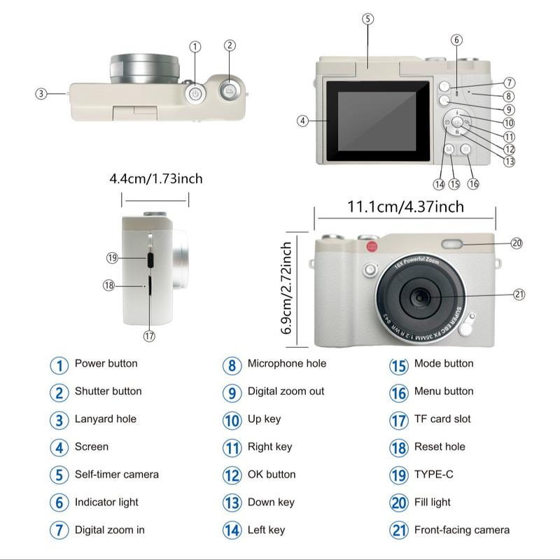 Portable Digital Cam, Student Camera, Pocket Camera, 180° Degree Flip Screen Camera For Students, Entry-Level Digital Camera With 32GB Memory Card,  Video, Photography, Perfect For Back-To-School Season, Christmas Thanksgiving New Year Gift