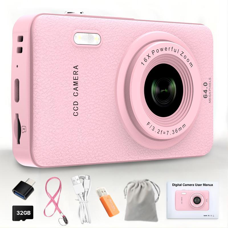 SDX Digital Camera, 1080P Camera for Kids, Portable CCD Camera Gift, Children's High-Definition Digital Video Camera for Cheap, Portable Toy for Boys and Girls Aged 3 to 10, 32GB TF Card, Rechargeable & Wireless, portable mini camera