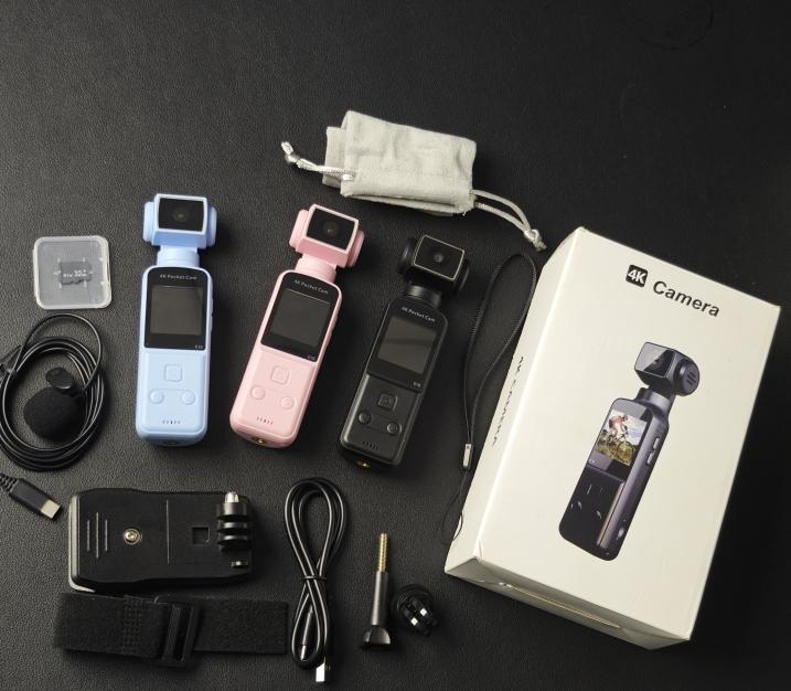 DarlingCase 4K Ultra HD Pocket Action Camera 8in1 with 270° Rotatable Lens 1.33" Display EIS Stabilization TF Card Slot 32GB Memory Card Included Black Audio Charging Wireless Video Transfer Compact Design