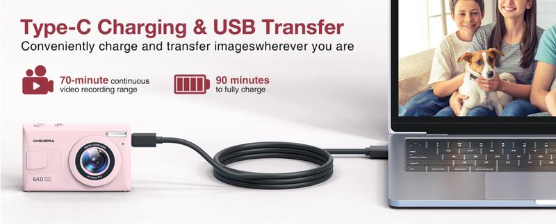 Digiera 4K Digital Camera – 64MP Sensor, 18X Digital Zoom, Filters & Burst Mode – Includes 32GB Card & Extra Batteries