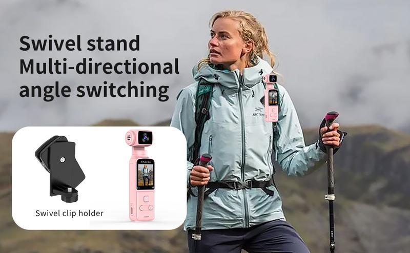DarlingCase 4K Ultra HD Pocket Action Camera 8in1 with 270° Rotatable Lens 1.33" Display EIS Stabilization TF Card Slot 32GB Memory Card Included Black Audio Charging Wireless Video Transfer Compact Design