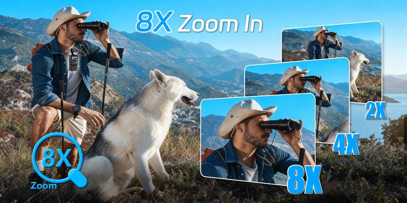 Mini Body Action Camera, 1080P HD & 8x Zoom ， Wide Angle Lens, Loop Recording Handheld Camcorder - The Perfect Christmas Gift to Capture Christmas Dinner, Party Fun and Warm Moments