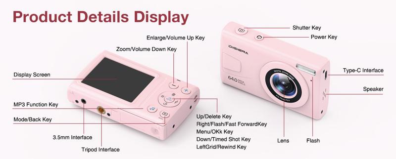 Digiera 4K Digital Camera – 64MP Sensor, 18X Digital Zoom, Filters & Burst Mode – Includes 32GB Card & Extra Batteries