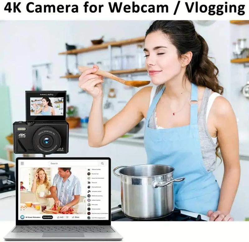64MP 18X Digital Zoom 4K Camera for Photography Video Vlogging Camcorder for YouTube Blog 3'' Flip Screen Selfie Webcam Cameras portable camcorder digital camera photography