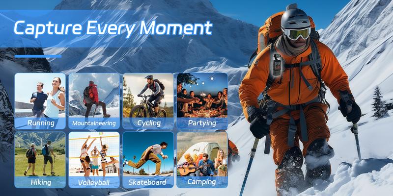 Mini Body Action Camera, 1080P HD & 8x Zoom ， Wide Angle Lens, Loop Recording Handheld Camcorder - The Perfect Christmas Gift to Capture Christmas Dinner, Party Fun and Warm Moments