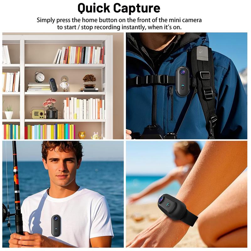 Mini Action Camera, 64GB Memory Card Included, 1080P Full HD Video Quality, Waterproof Design, Perfect for Sports & Daily Use, Wireless Vlog Camera