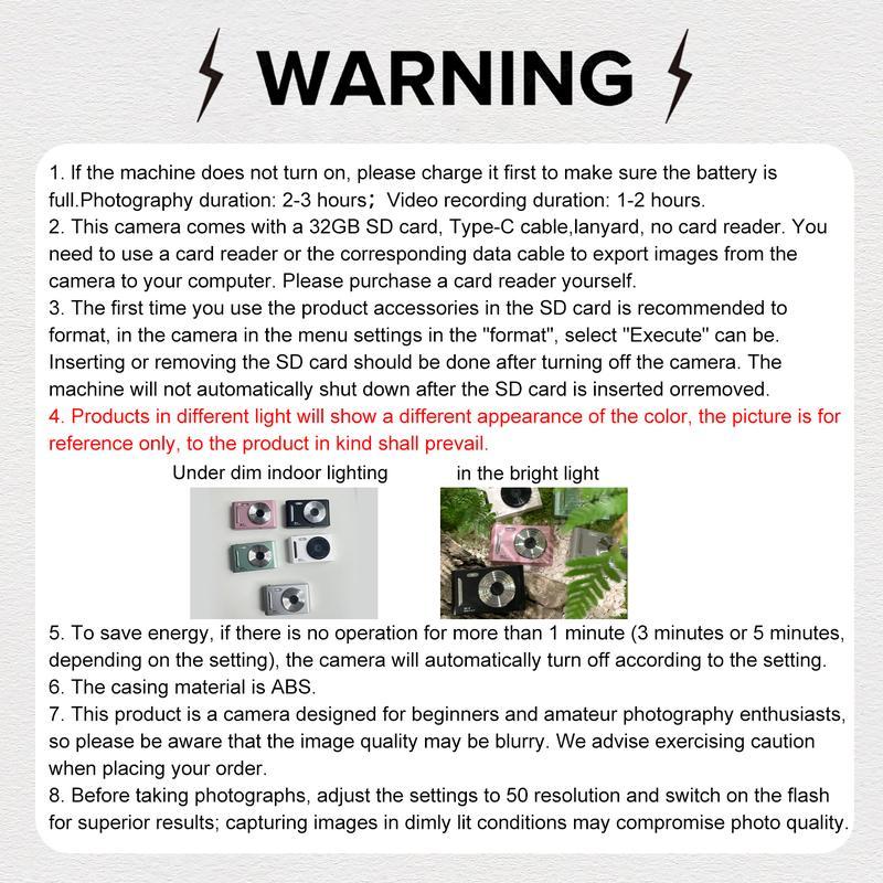 2.4 Inch Screen Digital Camera, Digital Video Camera with 32GB SD Card, Anti-shake Camera with Music Player for Birthday Gift