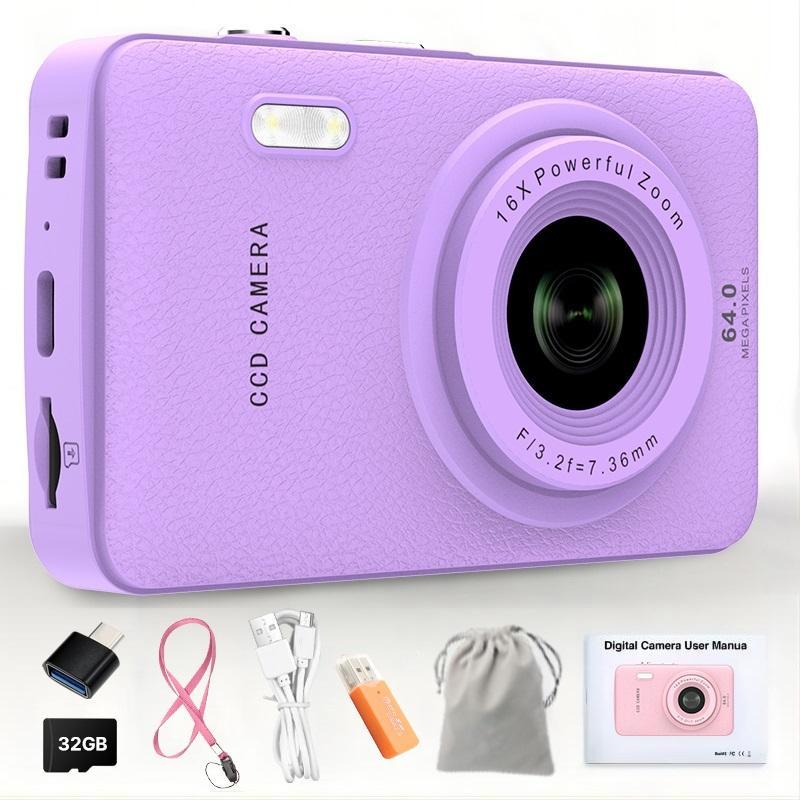 SDX Digital Camera, 1080P Camera for Kids, Portable CCD Camera Gift, Children's High-Definition Digital Video Camera for Cheap, Portable Toy for Boys and Girls Aged 3 to 10, 32GB TF Card, Rechargeable & Wireless, portable mini camera