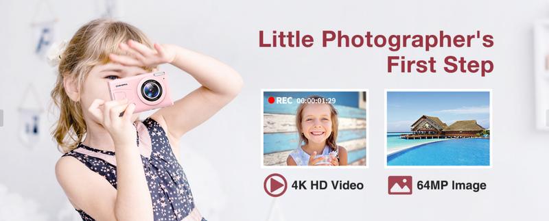 Digiera 4K Digital Camera – 64MP Sensor, 18X Digital Zoom, Filters & Burst Mode – Includes 32GB Card & Extra Batteries