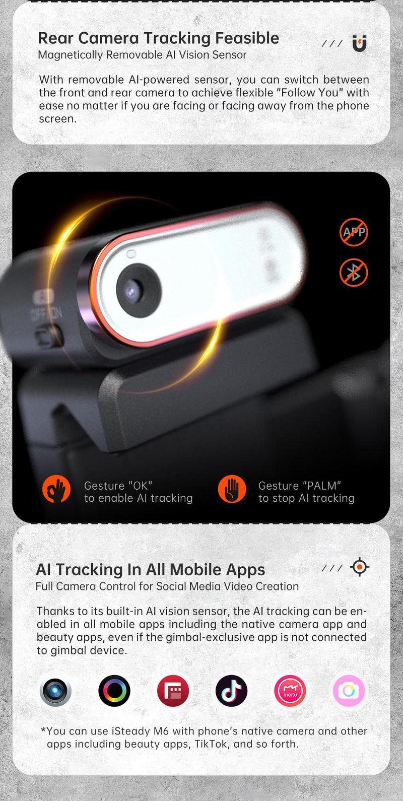 Hohem iSteady M6 Kit Gimbal Stabilizer for Smartphone, 3-Axis Phone Gimbal, AI Tracker w/CCT/RGB Fill Light, Phone Stabilizer for Video Recording,Suitable for Android & iPhone 17 series