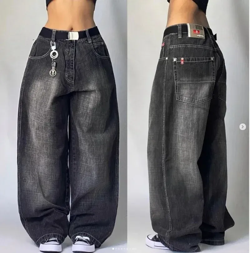 Y2K New Southpole Jeans American Retro Gothic Graphic Embroidery Baggy Jeans Men's Harajuku Hip-Hop Wide-Leg Pants Street Wear