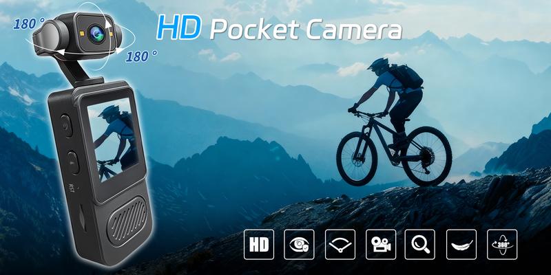 Mini Body Action Camera, 1080P HD & 8x Zoom ， Wide Angle Lens, Loop Recording Handheld Camcorder - The Perfect Christmas Gift to Capture Christmas Dinner, Party Fun and Warm Moments