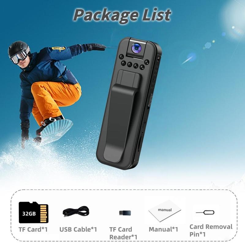 Wireless Vlog Body Camera, Wearable Body Cam with Night-Vision & 180° Rotation Lens, Portable Sport DV Camcorder for Outdoor Sport Skiing Cycling Hiking