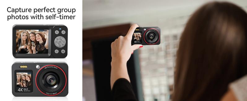 Deatti 4K Digital Camera, 1 Count 64MP Auto FocusDigital Camera, Compact & Portable Camerawith 64G Memory Card & Battery, Gifts forBoyfriend