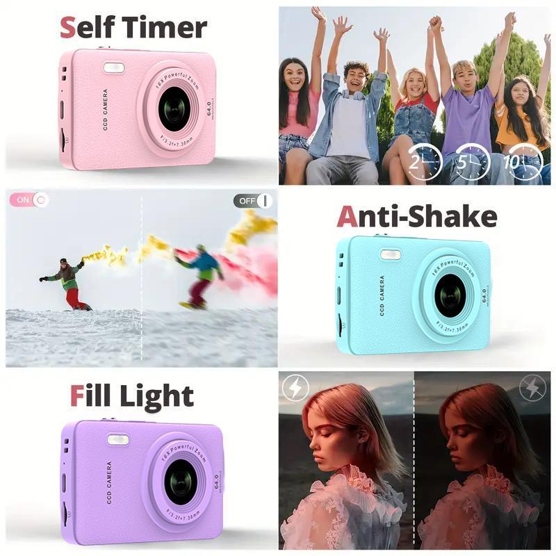 SDX Digital Camera, 1080P Camera for Kids, Portable CCD Camera Gift, Children's High-Definition Digital Video Camera for Cheap, Portable Toy for Boys and Girls Aged 3 to 10, 32GB TF Card, Rechargeable & Wireless, portable mini camera