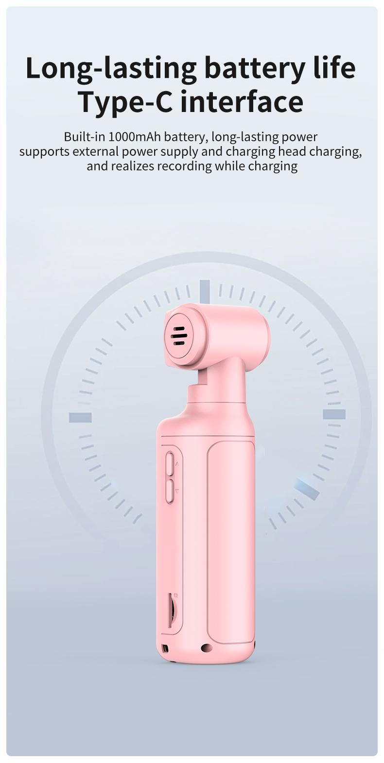 DarlingCase 4K Ultra HD Pocket Action Camera 8in1 with 270° Rotatable Lens 1.33" Display EIS Stabilization TF Card Slot 32GB Memory Card Included Black Audio Charging Wireless Video Transfer Compact Design