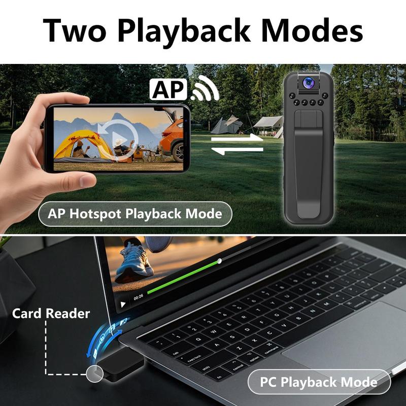 Wireless Vlog Body Camera, Wearable Body Cam with Night-Vision & 180° Rotation Lens, Portable Sport DV Camcorder for Outdoor Sport Skiing Cycling Hiking