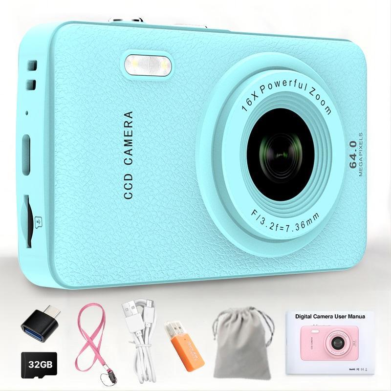SDX Digital Camera, 1080P Camera for Kids, Portable CCD Camera Gift, Children's High-Definition Digital Video Camera for Cheap, Portable Toy for Boys and Girls Aged 3 to 10, 32GB TF Card, Rechargeable & Wireless, portable mini camera