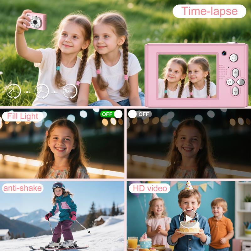 2.4 Inch Screen Digital Camera, Digital Video Camera with 32GB SD Card, Anti-shake Camera with Music Player for Birthday Gift