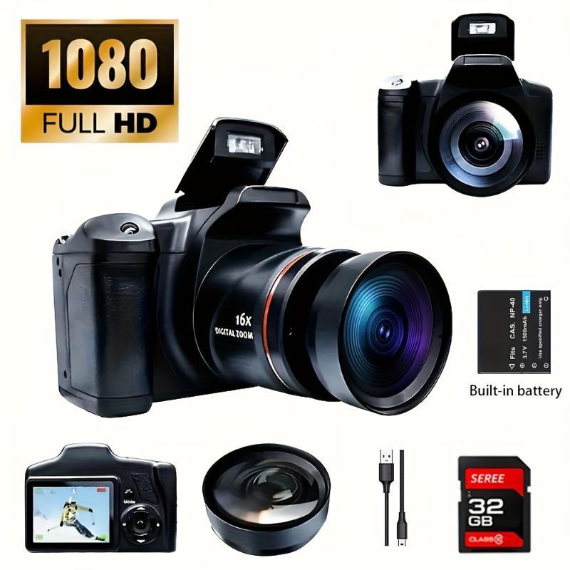 [16x Zoom, 1080P Camera] 1080P Digital Camera for Photography | 2.4 Inch LCD Screen, 16x Digital Zoom, 9.88mm Wide-Angle Lens, Mini Camera Vlog Camera, Requires 4 AA Batteries