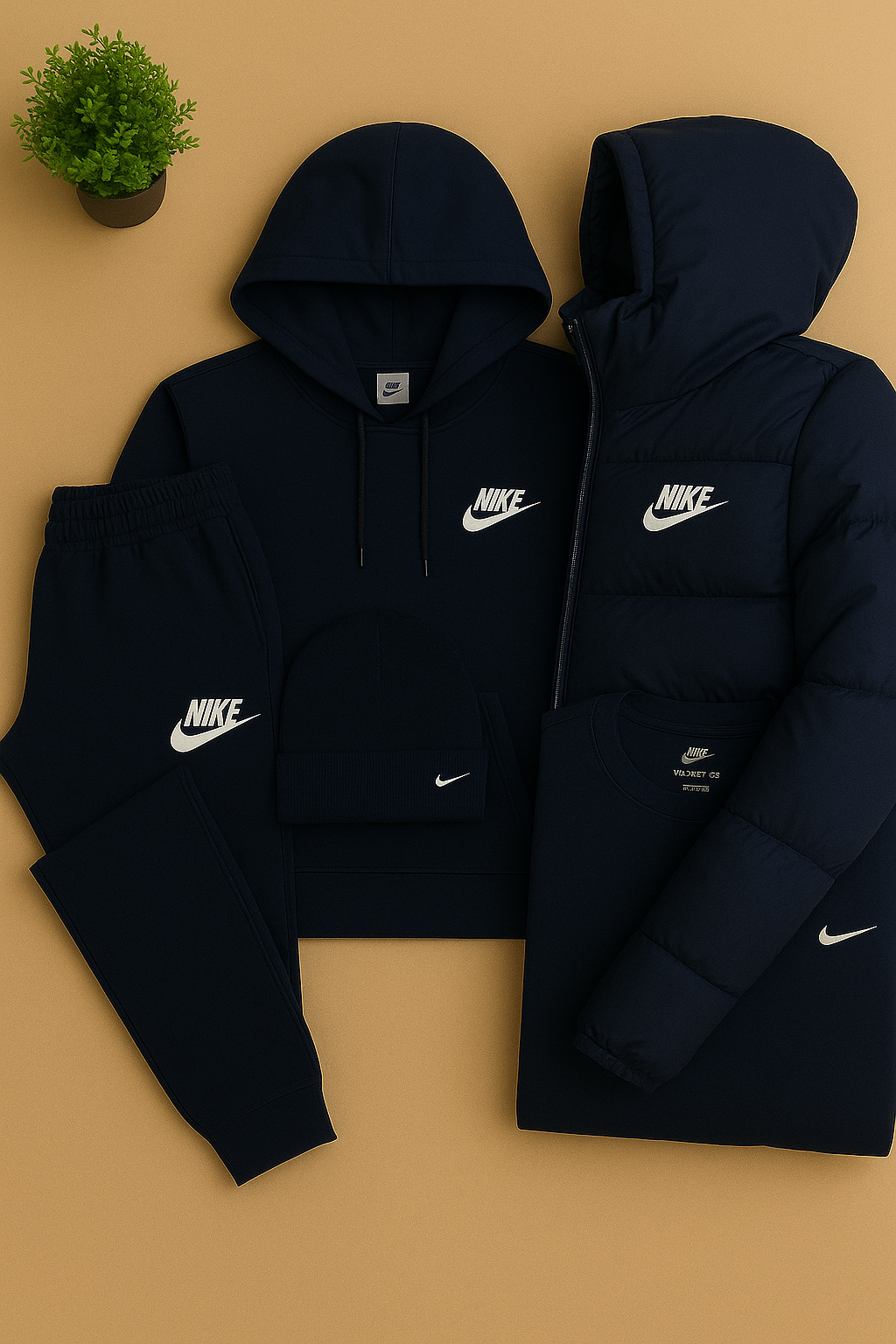  Winter Set - Puffer Jacket, Hoodie, Pants &amp; Beanie