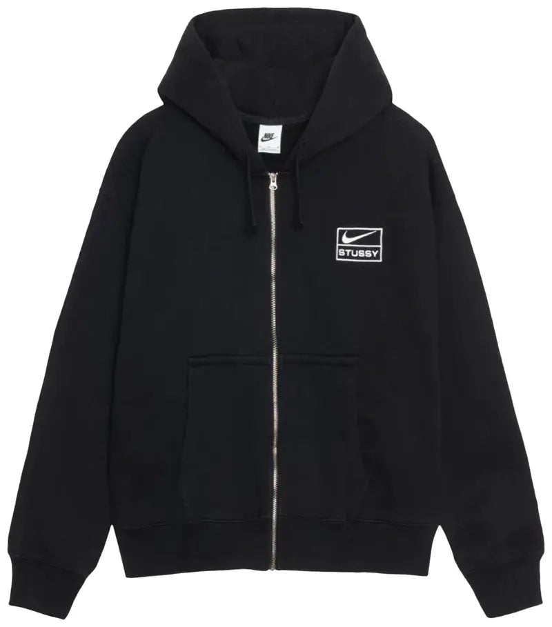 Zip Fleece Hoodie Black