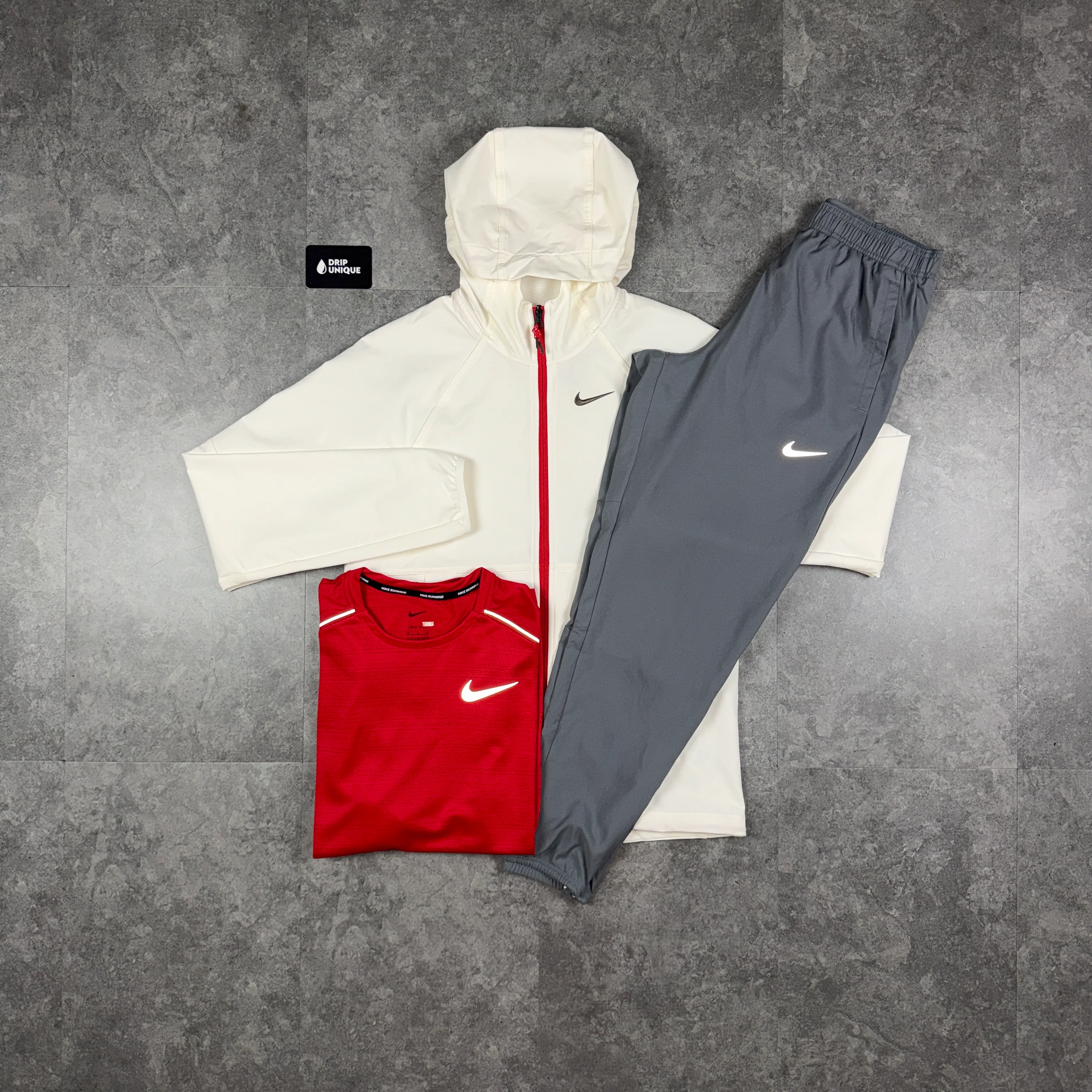 Nike Repel "Just Do It" Windrunner Chilli Red & Challenger Pants Bundle
