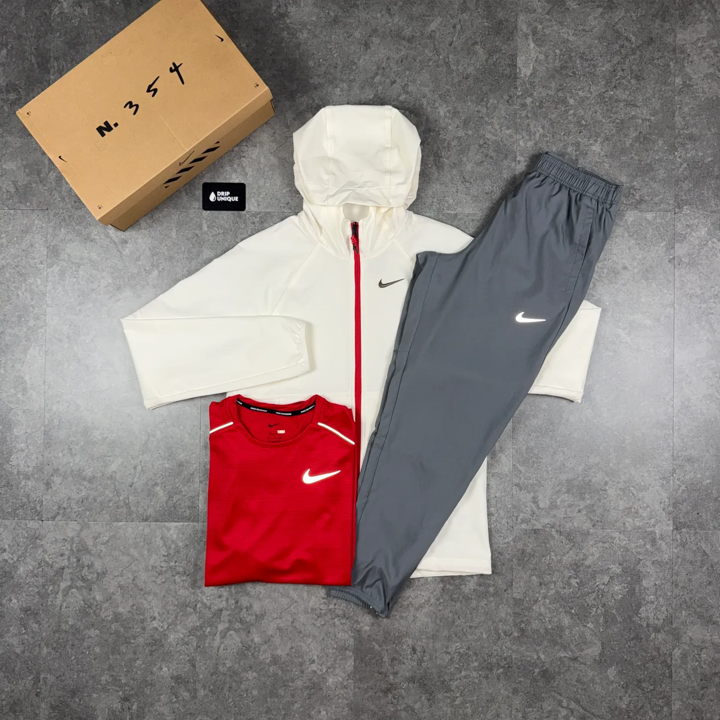Nike Repel "Just Do It" Windrunner Chilli Red & Challenger Pants Bundle