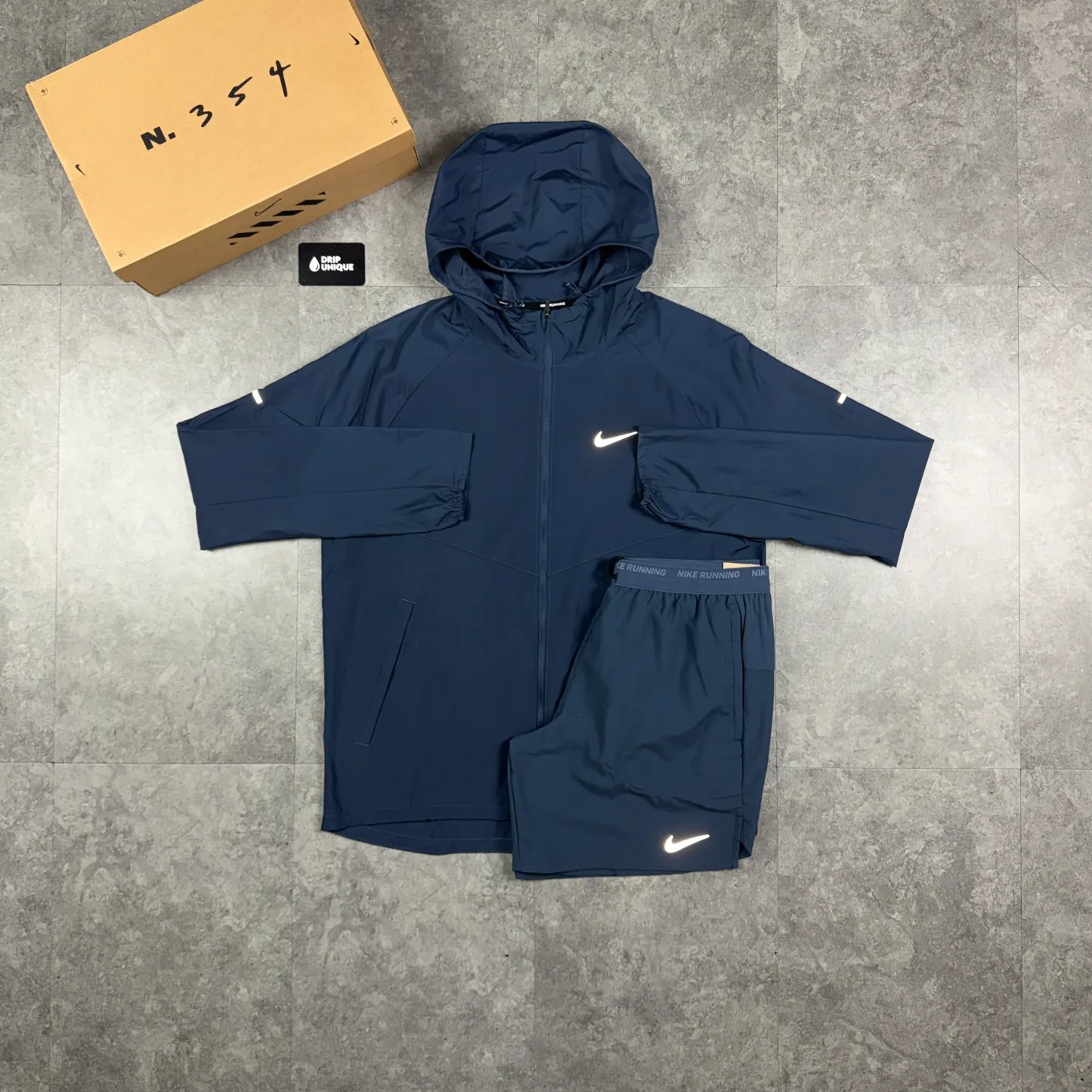 Nike Repel Miler Windrunner Jacket Thunder Blue & Blue Flex Stride Shorts Set