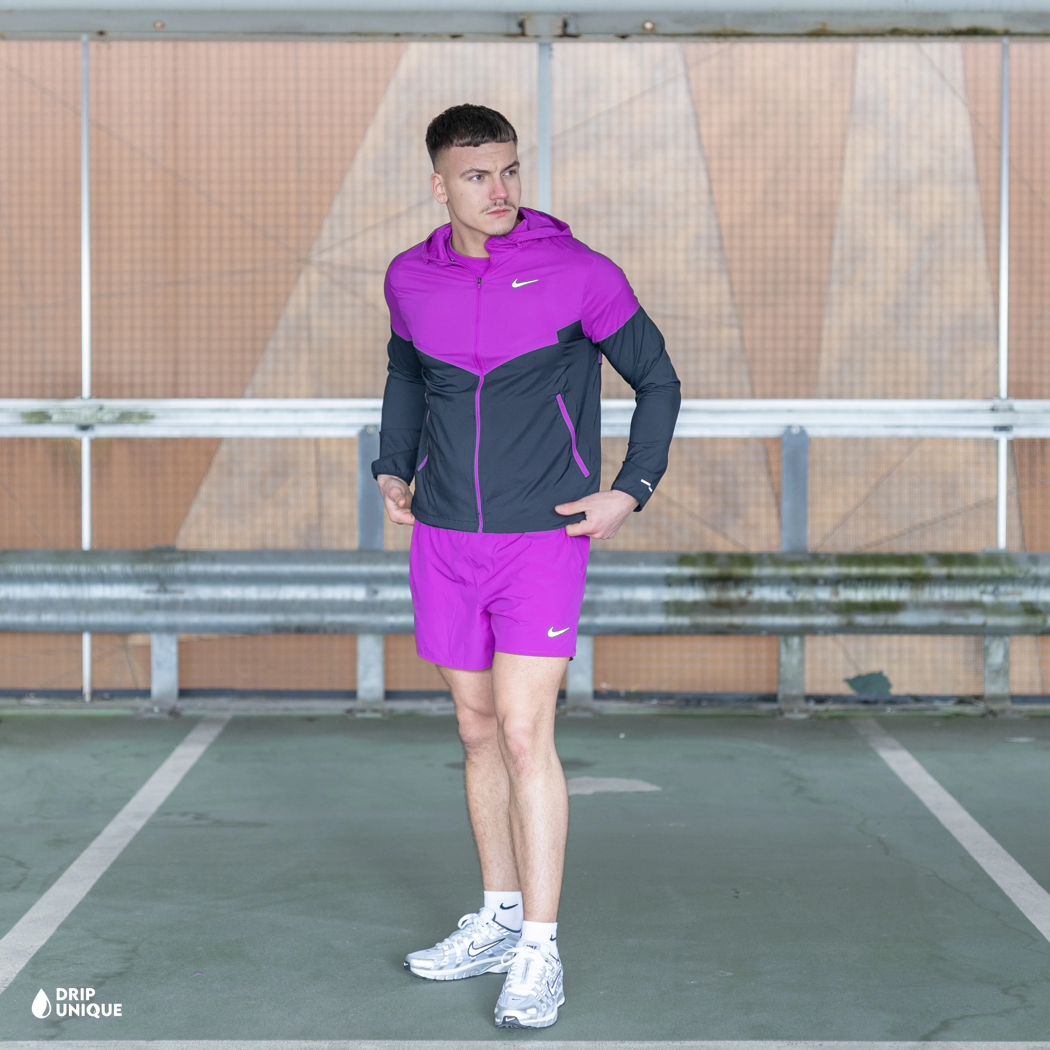 Nike UV Windrunner Jacket Vivid Purple & Purple Challenger Shorts Set