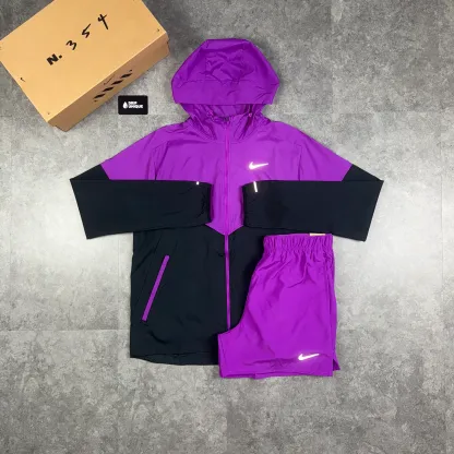 Nike UV Windrunner Jacket Vivid Purple & Purple Challenger Shorts Set