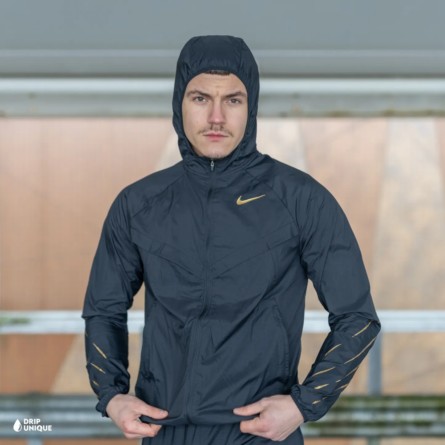 Nike UV Windrunner Jacket Black & Gold & Black Challenger Shorts Set