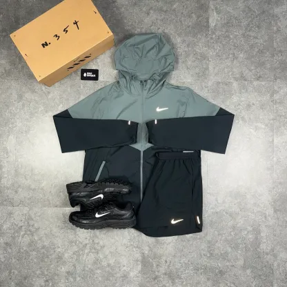 Nike UV Windrunner Jacket Grey / Black & Black Flex Stride Shorts Set
