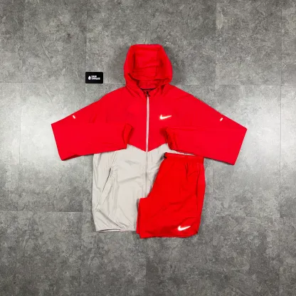 Nike UV Windrunner Jacket Red & Red Flex Stride Shorts Set