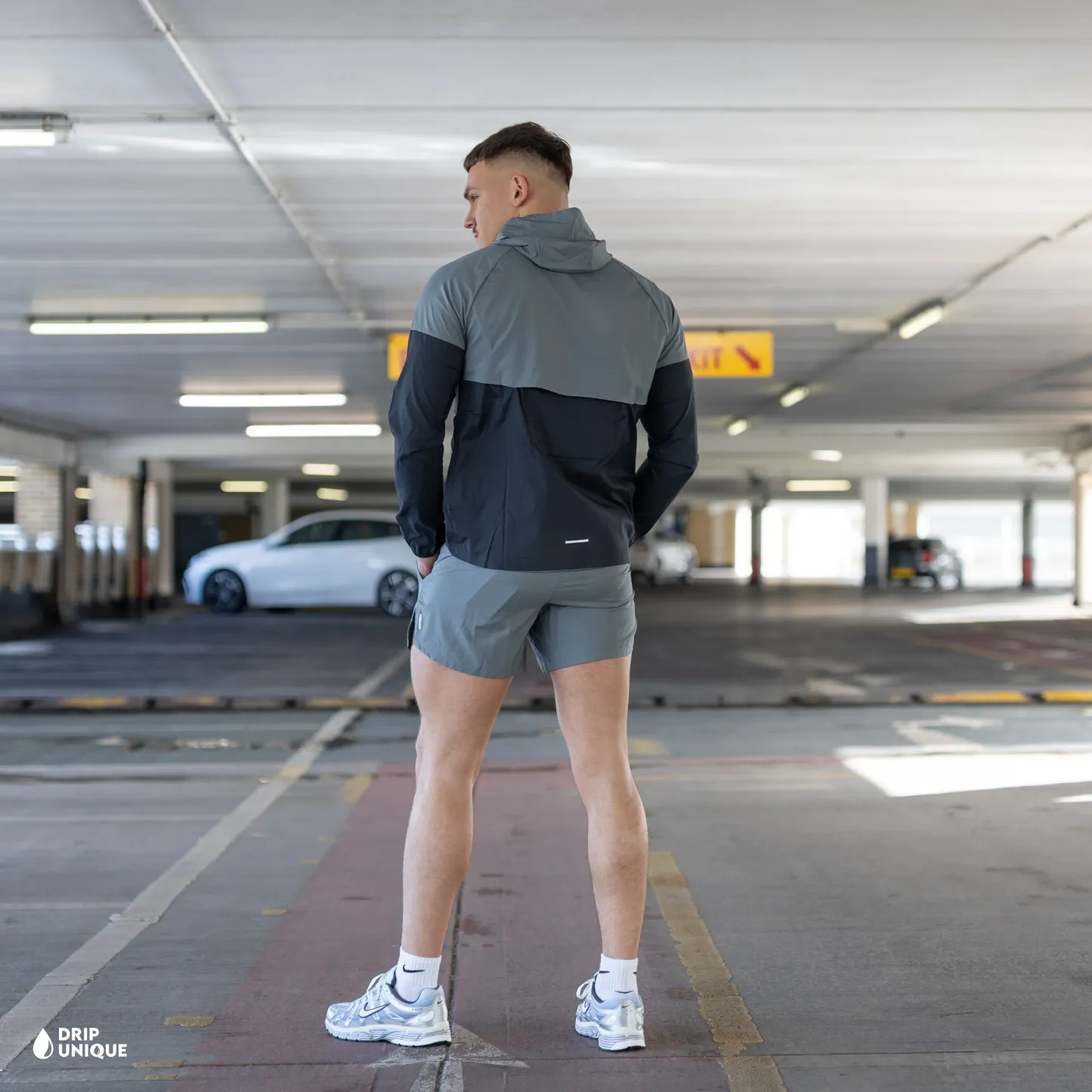 Nike UV Windrunner Jacket Grey / Black & Grey Flex Stride Shorts Set