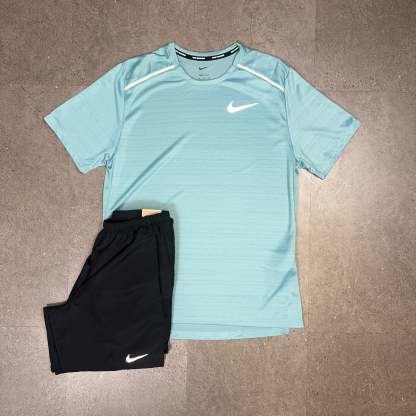Nike Miler T-Shirt/Shorts Set Denim Turquoise/Black
