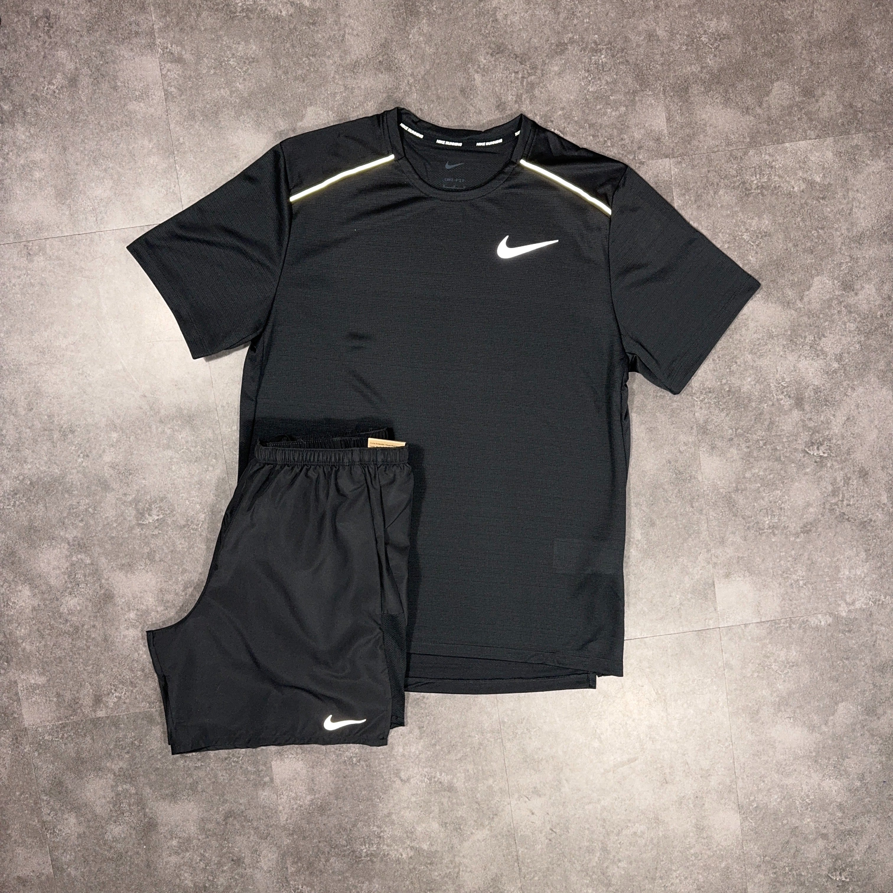 Nike Miler T-Shirt/Shorts Set Black/Black