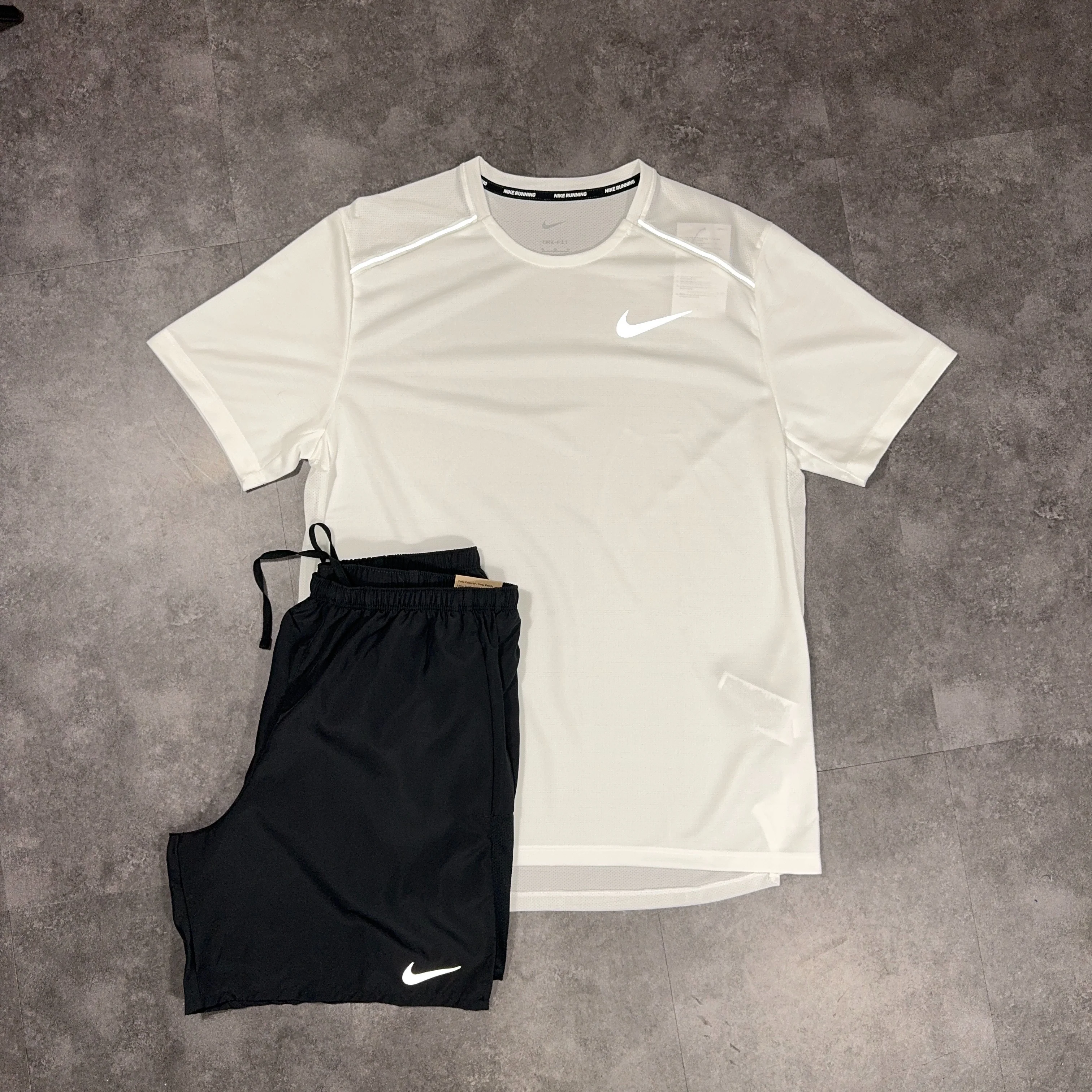 Nike Miler T-Shirt/Shorts Set White/Black