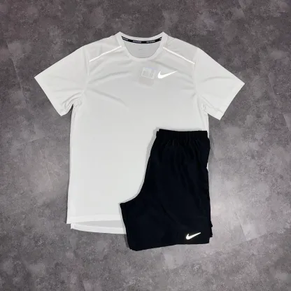Nike Miler T-Shirt/Shorts Set White/Black